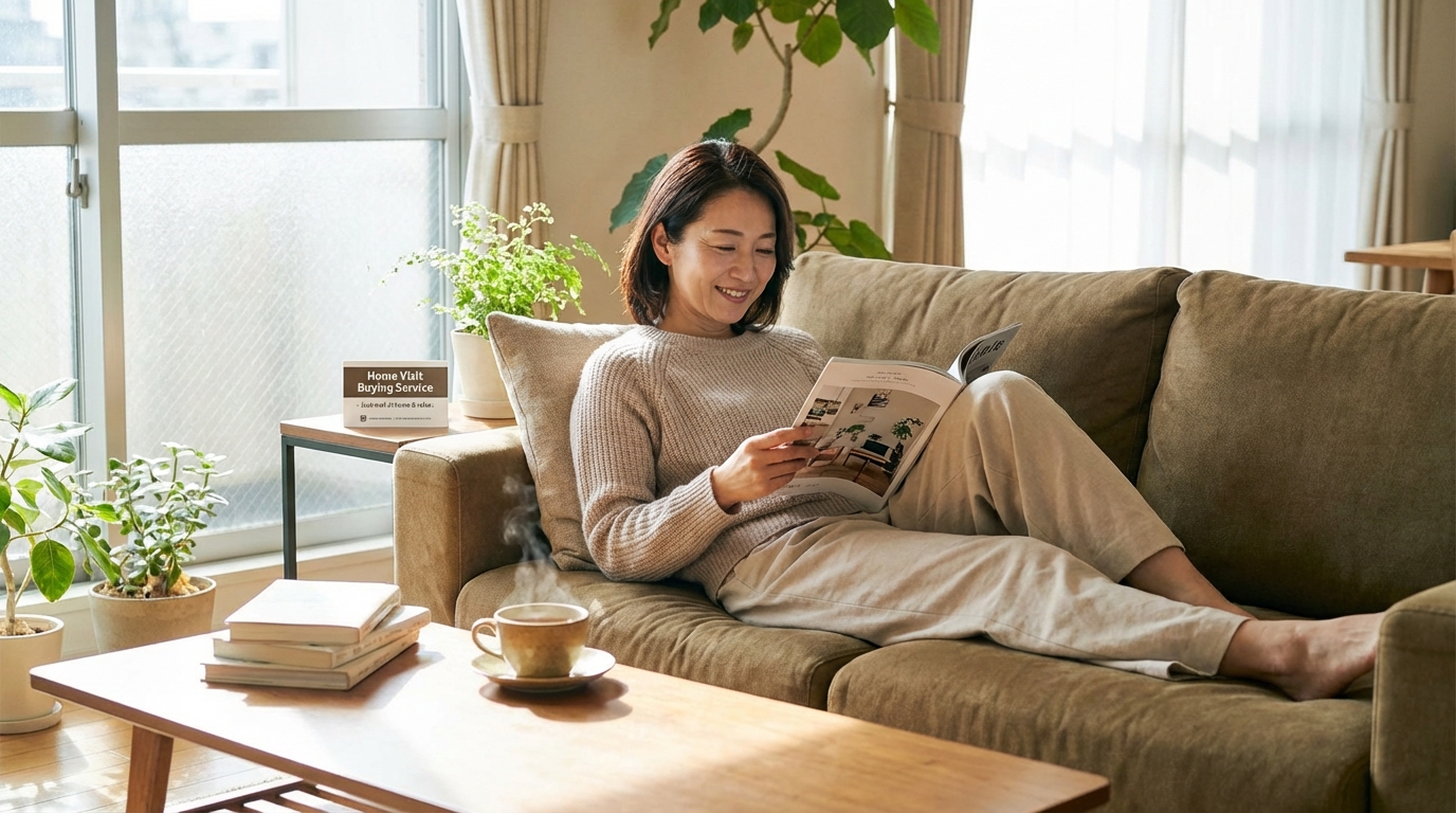 ソファーでリラックスしている女性