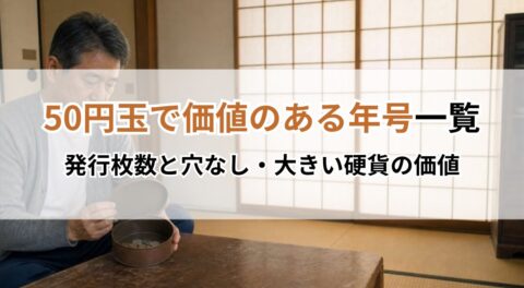 50円玉で価値のある年号一覧｜発行枚数と穴なし・大きい硬貨の価値
