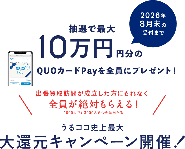 抽選で最大10万円分のQUOカードプレゼント、大還元キャンペーン