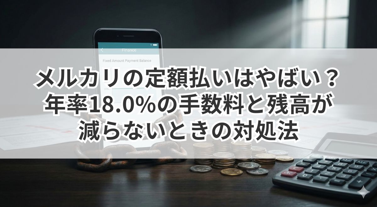 スマホ画面と硬貨・電卓が並ぶローン返済のイメージ