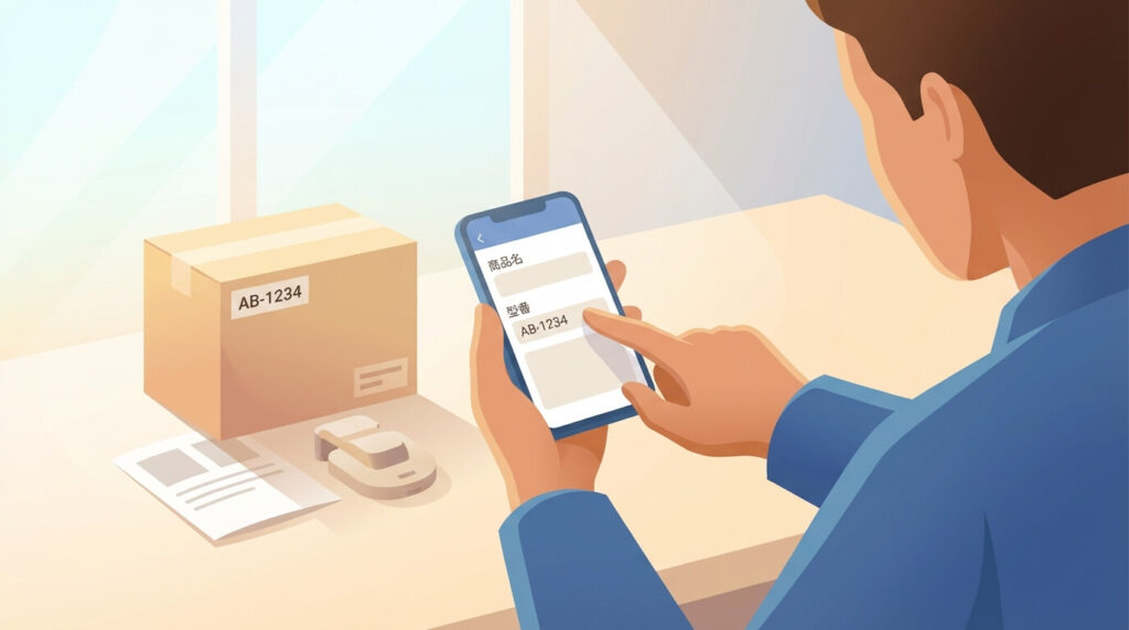 ⑦ 正式名称・型番を記載