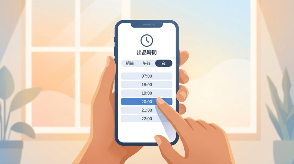 ⑩ 出品時間はターゲットの利用時間に合わせる