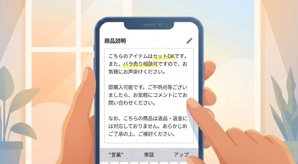 ⑮ セット販売とバラ売り提案を説明文に併記する