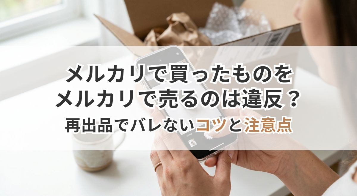 メルカリで買ったものを再出品する際の注意点を解説するサムネイル画像