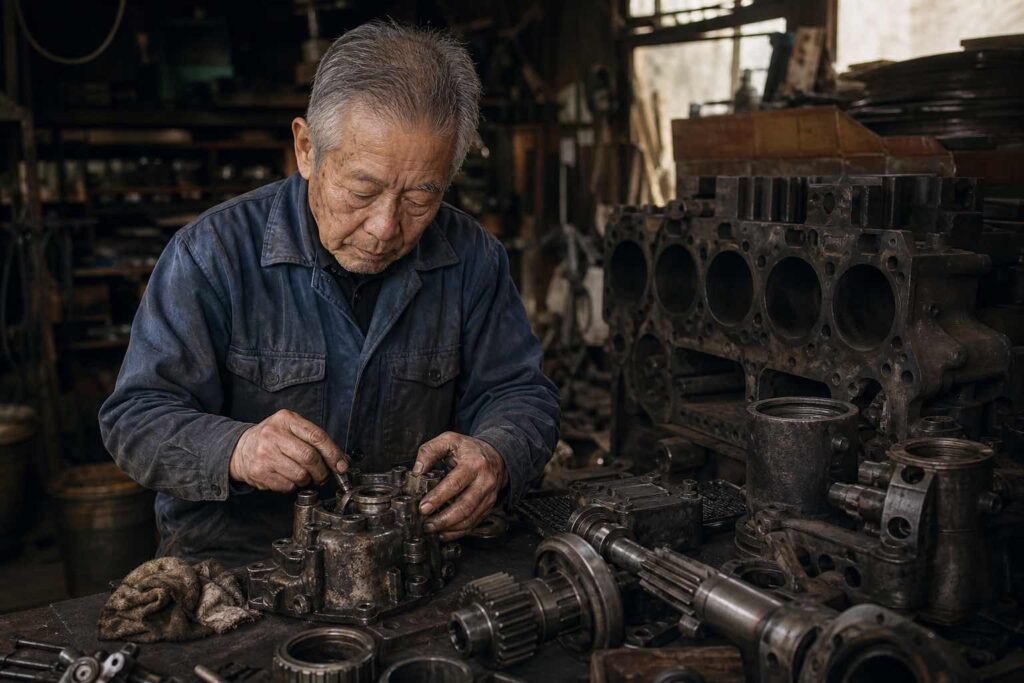 祖父の作業場にあった船のエンジン